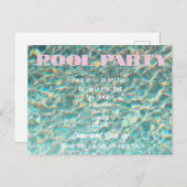 Retro Fun Pool Party uitnodiging (Voorkant / Achterkant)