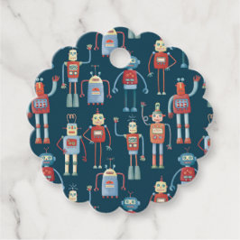  Retro Fun Robot Pattern Bedankjes Labels