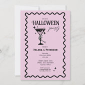 Retro Fun Roze en Zwart Halloween Party Kaart (Voorkant)