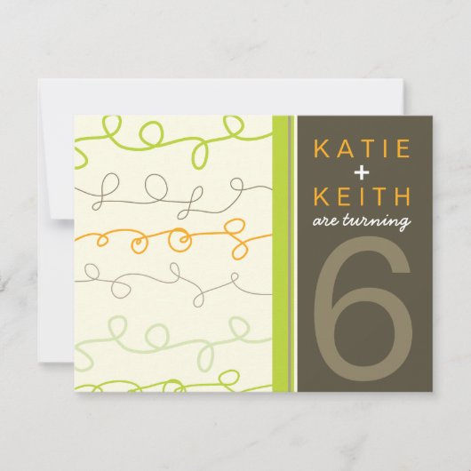 Retro Fun Scribbles Twins Kids Birthday Uitnodigin Kaart (Voorkant)