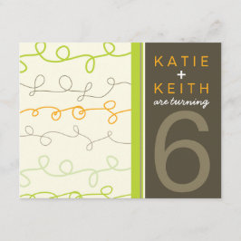 Retro Fun Scribbles Twins Kids Birthday Uitnodigin Kaart