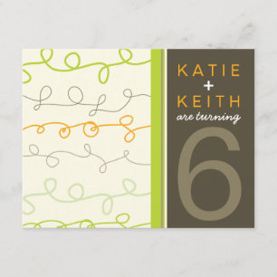 Retro Fun Scribbles Twins Kids Birthday Uitnodigin Kaart