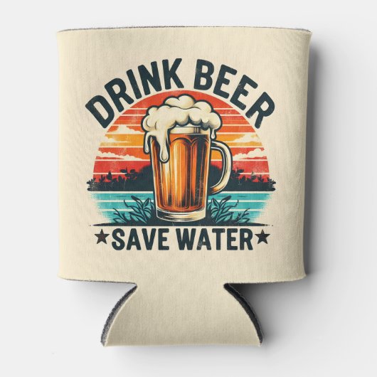 Retro  Fun Sunset Bier Blikjeskoeler (Voorkant)