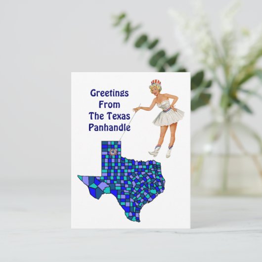 Retro Fun Texas State Map Point-Briefkaart omwisse Briefkaart (Staand voorkant)