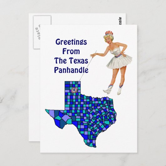Retro Fun Texas State Map Point-Briefkaart omwisse Briefkaart (Voorkant / Achterkant)