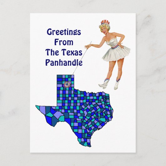 Retro Fun Texas State Map Point-Briefkaart omwisse Briefkaart (Voorkant)