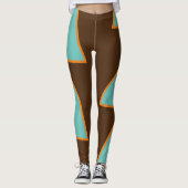 Retro Fun Triangles Light Blauwgroen en Salmon op  Leggings (Voorkant)