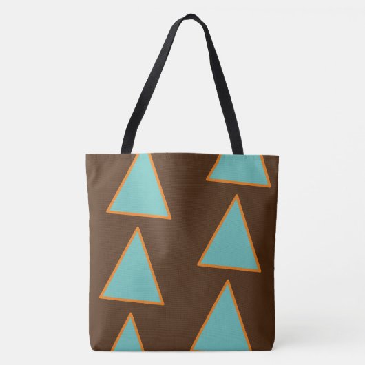 Retro Fun Triangles Light Blauwgroen en Salmon op  Tote Bag (Voorkant)