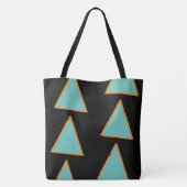 Retro Fun Triangles Light Blauwgroen en Salmon op  Tote Bag (Achterkant)