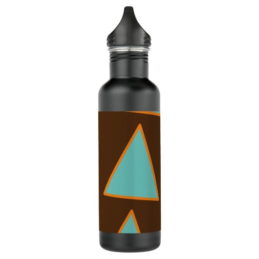 Retro Fun Triangles Light Blauwgroen en Salmon op Waterfles (Links)