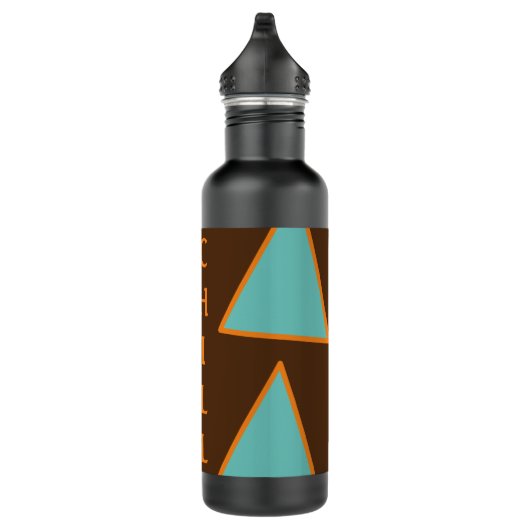 Retro Fun Triangles Light Blauwgroen en Salmon op  Waterfles (Rechts)