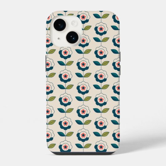 Retro Fun Tuin Bloem Patroon iPhone Hoesje (Achterkant)