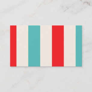 Retro Fun Turquoise en Red Striped Visitekaartje