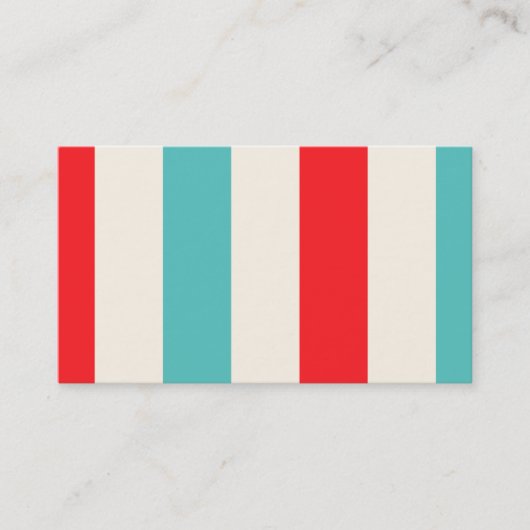 Retro Fun Turquoise en Red Striped Visitekaartje (Voorkant)