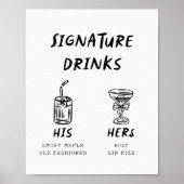 Retro Fun zijn en haar handtekening Drink bruiloft Poster (Voorkant)