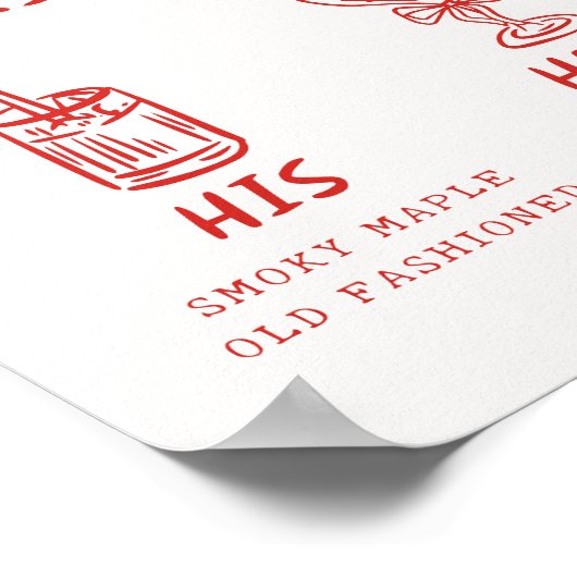 Retro Fun zijn en haar handtekening Drink bruiloft Poster (Hoek)