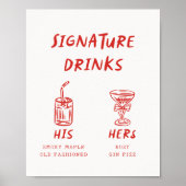 Retro Fun zijn en haar handtekening Drink bruiloft Poster (Voorkant)