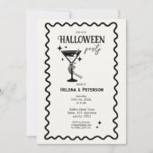 Retro Fun Zwart-wit Halloween Party Kaart (Voorkant)