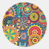 Retro Funk Fun Ronde Sticker (Voorkant)