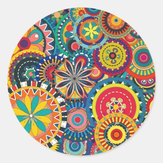 Retro Funk Fun Ronde Sticker (Voorkant)