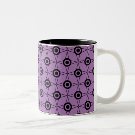 Retro Funk Geometric Mok, Lavender Tweekleurige Koffiemok (Rechts)