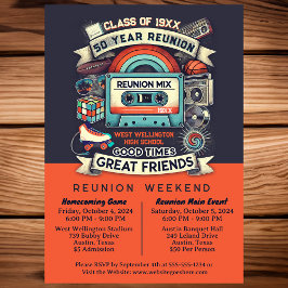 Retro Funky 50 jaar High School Reunion Mixed Tape Kaart