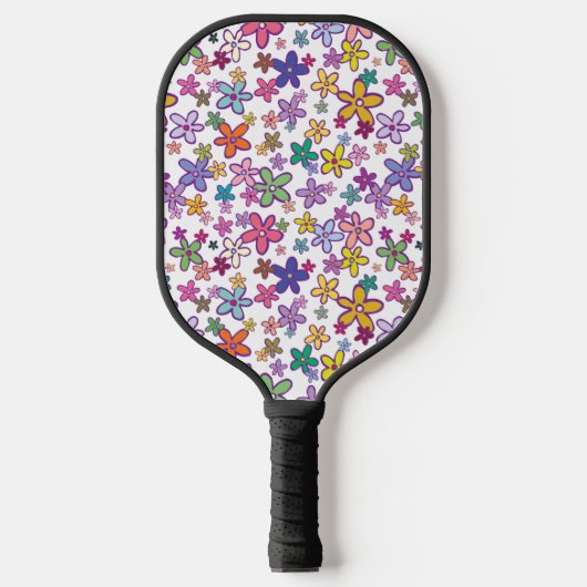 Retro Funky 70's Flower Power Hippie Pickleball Paddle (Voorkant)