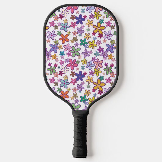 Retro Funky 70's Flower Power Hippie Pickleball Paddle (Achterkant)