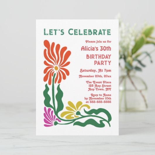 Retro Funky 70s Groovy Psychedelic Flower Verjaard Kaart (Staand voorkant)