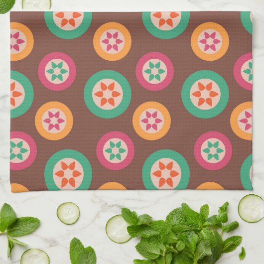 Retro Funky 70s Pattern Theedoek (Gevouwen)