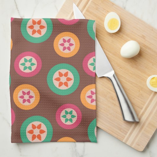 Retro Funky 70s Pattern Theedoek (Quarter Fold)