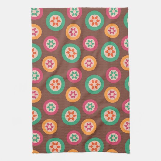 Retro Funky 70s Pattern Theedoek (Verticaal)