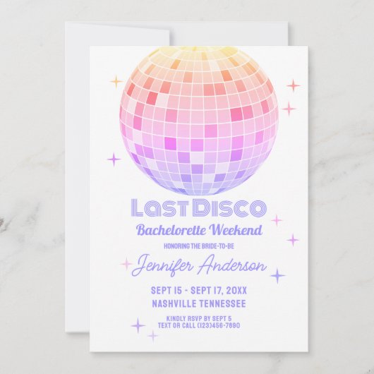 Retro Funky 70s Pink Disco Bachelorette Weekend Kaart (Voorkant)