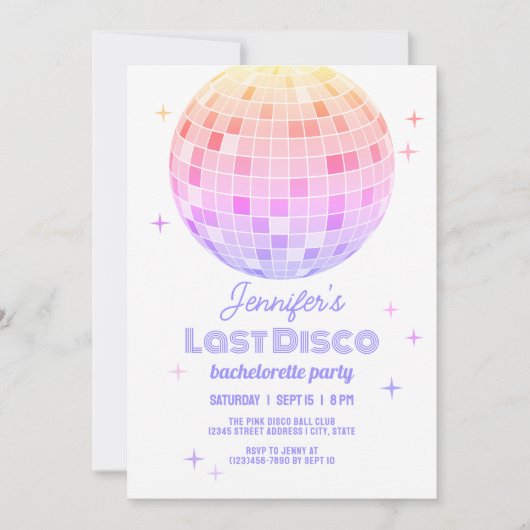 Retro Funky 70s Pink Disco Ball Bachelorette Party Kaart (Voorkant)