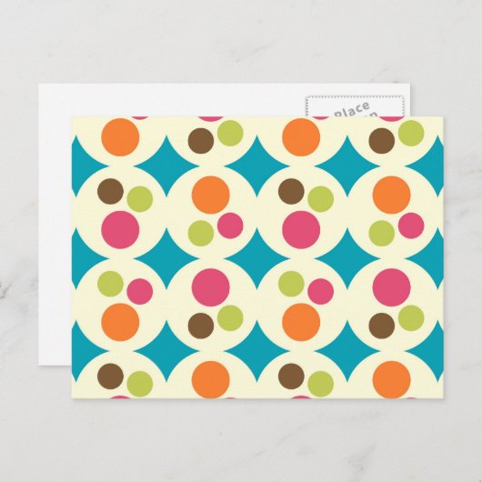 Retro Funky 70s Polka Dot Pattern Briefkaart (Voorkant / Achterkant)