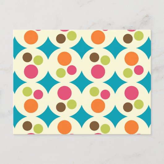 Retro Funky 70s Polka Dot Pattern Briefkaart (Voorkant)