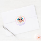 Retro Funky 90s Disco Ball Happy Birthday Foto Ronde Sticker (Envelop)