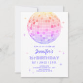 Retro Funky 90s Pink Disco Ball Verjaardagsfeestje Kaart (Voorkant)
