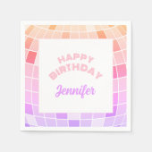 Retro Funky 90s Pink Disco Ball Verjaardagsfeestje Servet (Voorkant)