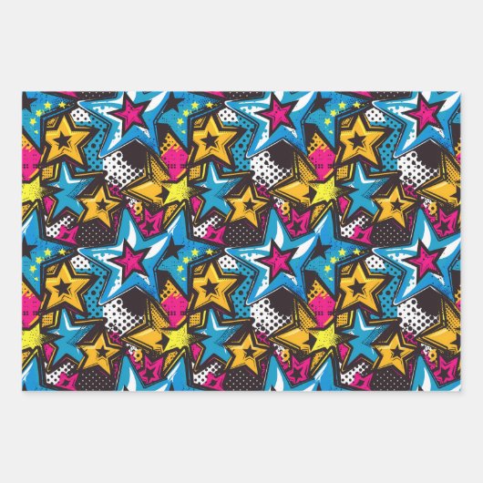 Retro Funky Abstract Comic Pop Pattern Inpakpapier Vel (Voorkant 2)