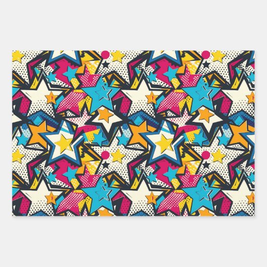 Retro Funky Abstract Comic Pop Pattern Inpakpapier Vel (Voorkant)