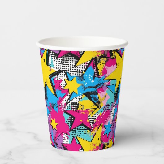Retro Funky Abstract Comic Pop Pattern Papieren Bekers (Achterkant)