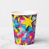 Retro Funky Abstract Comic Pop Pattern Papieren Bekers (Links)