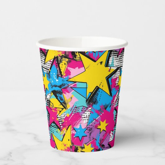 Retro Funky Abstract Comic Pop Pattern Papieren Bekers (Links)