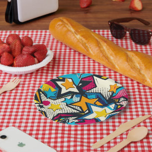 Retro Funky Abstract Comic Pop Pattern Papieren Bordje