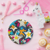 Retro Funky Abstract Comic Pop Pattern Papieren Bordje (Feest)