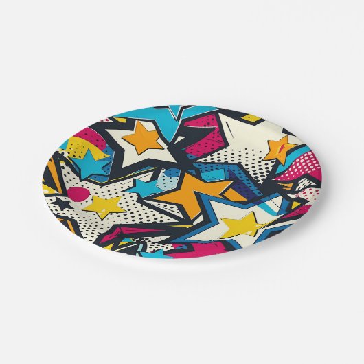 Retro Funky Abstract Comic Pop Pattern Papieren Bordje (Gekanteld)