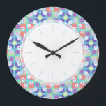 Retro Funky Aqua Paarse Geometric Kitchen uit 1950 Grote Klok<br><div class="desc">Fun Modern Pattern in retro 1950s funky kleuren. Fun geometrisch abstract patroon.</div>