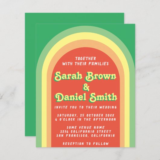 Retro Funky Arch Green Budget Weddenschap (Voorkant / Achterkant)