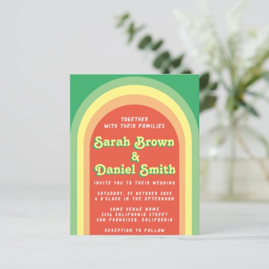 Retro Funky Arch Green Budget Weddenschap (Staand voorkant)